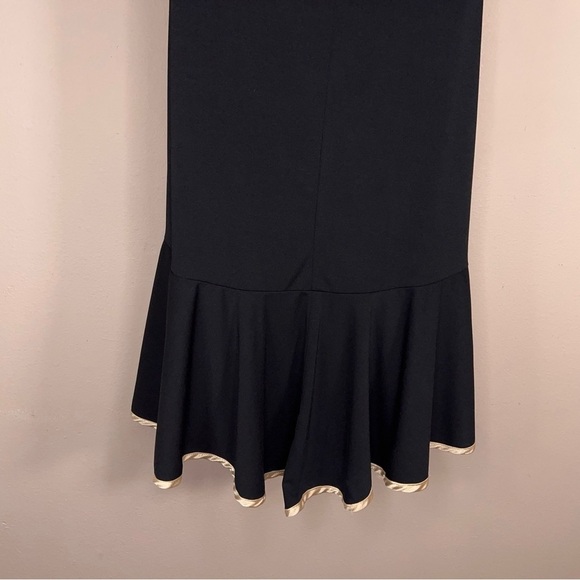 Large Juniors Vintage Y2K La Belle Dress Black Gold Satin Halter Layered Retro - Picture 11 of 13